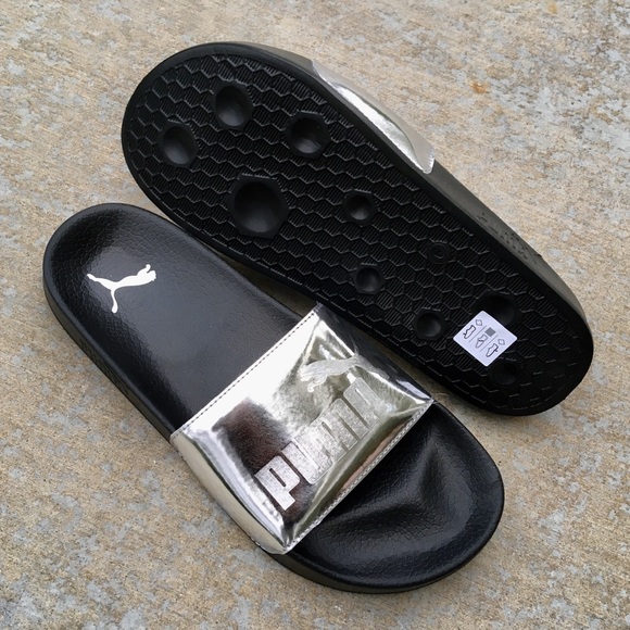 Silver Kids Puma Ledcat Jr Slides - Picture 8 of 8